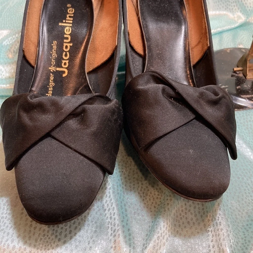 Vintage 1950’s Jacqueline heels. 7- 7.5. 10”‎ insole. Satin.  5
